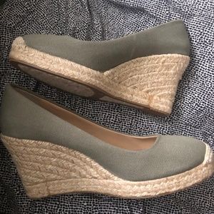 J. Crew Olive Green Seville Espadrille Slip-On Jute Wedge Shoes Size 6.5